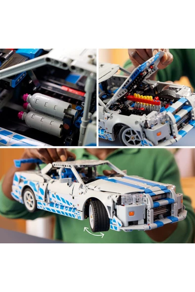 LEGO ® Technic™ Daha Hızlı Daha Öfkeli Nissan Skyline GT-R (R34) 42210- 18+Model Yapım Seti (1410P) - Resim 9