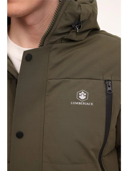 LUMBERJACK ML ADLERS LONG COAT HAKİ KALIN CASUAL KAPŞONLU UZUN KABAN MONT - Resim 6