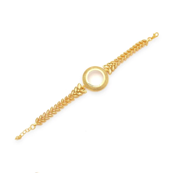 Altın Kaplama İmitasyon Çiçek Desenli  Yarım Çerçeveli Bileklik  BLK-1198 ürün görseli