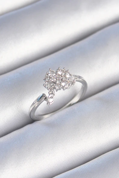 Pirinç Gümüş Renk Zirkon Taşlı Kadın Yüzük ürün görseli 1