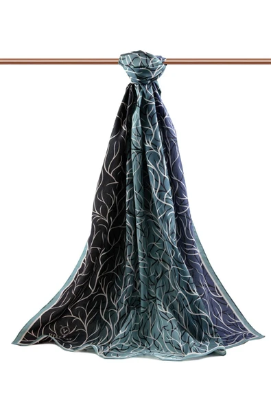 LÜKS MEDİNE İPEĞİ GEOMETRİK DESENLİ MİNT YEŞİLİ RENKLİ 75X195 KIRIŞMAZ ŞAL MOSS KREP DİKİŞ TİPİ İTALYAN DİKİŞLİ - Resim 2