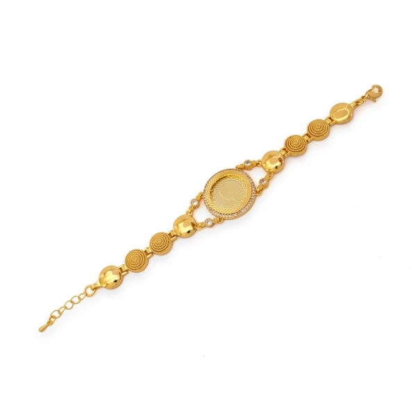 Altın Kaplama İmitasyon Zirkon Taşlı Çeyrek Altınlı Bileklik BLK-1203 ürün görseli