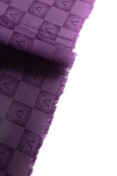 Vissona %57 İPEK %43 PAMUK Degrade Desenli Leylak Renkli Şal -  70x190 Dikiş Tipi İtalyan Dikişli - Resim 4