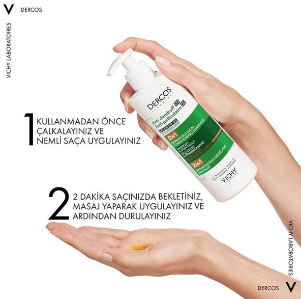 Vichy Dercos Anti Dandruff 2’si 1 Arada Tüm Saç Tipleri İçin Kepek Karşıtı ve Nemlendirici Şampuan 390 ml - Resim 4