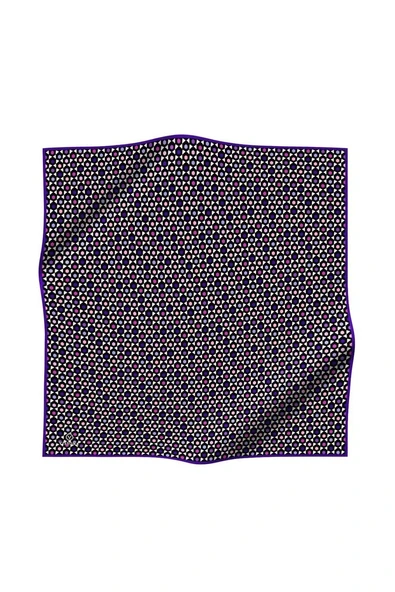 %100 Twill İpek Nokta Desenli Siyah - Mor Renkli 90x90 Eşarp Dikim Şekli : El Dikişi - Resim 2