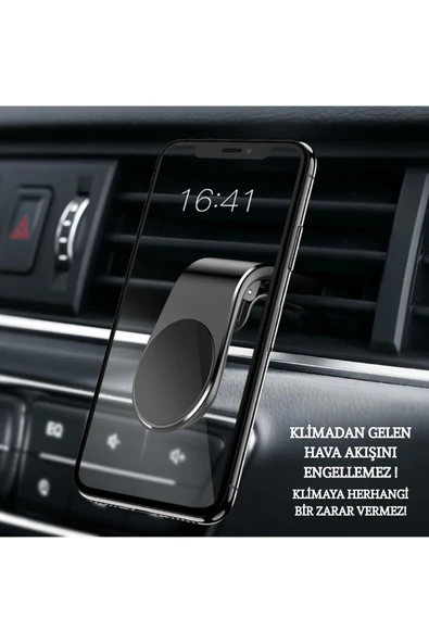 Mıknatıslı L Şeklinde Mandallı Araç İçi Oto Telefon Tutucu Klima Izgarasına Geçmeli A Kalite - Resim 4