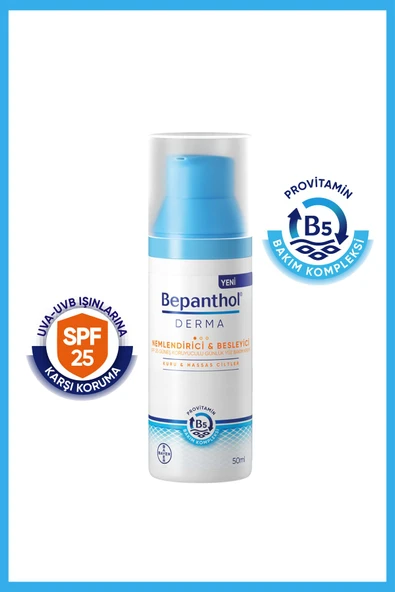 Bepanthol Derma Nemlendirici & Besleyici SPF25 Günlük Yüz Bakım Kremi 50 ml 2 Adet - Resim 5