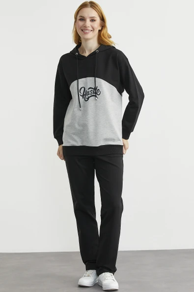 Oversize Kapüşonlu Eşofman Takım - Siyah ürün görseli