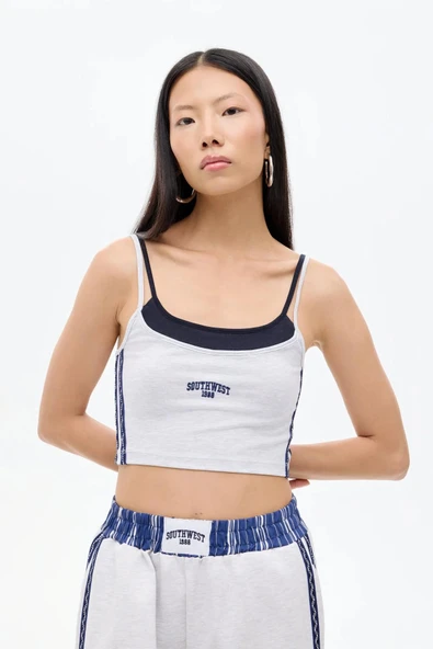 Quzu Kontrast Kumaş Kadın Atlet ürün görseli 1