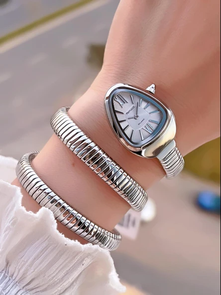 Ferrucci Yılan Dolamalı Çelik Kordon 2 Yıl Garantili 3 Atm Suya Dayanıklı Kadın Kol Saati C.03442.5 ürün görseli