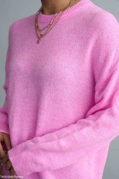 Bisiklet Yaka Tüylü Oversize Kazak ürün görseli 1