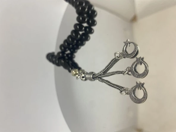 Tesbih TSBH0100BC 925 Ayar Gümüş Püsküllü Sade Basık Küre Kesim Usta El İşçilikli Erzurum Oltu Tesbih - Resim 4