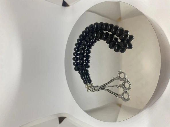 Tesbih TSBH0100BC 925 Ayar Gümüş Püsküllü Sade Basık Küre Kesim Usta El İşçilikli Erzurum Oltu Tesbih ürün görseli 1