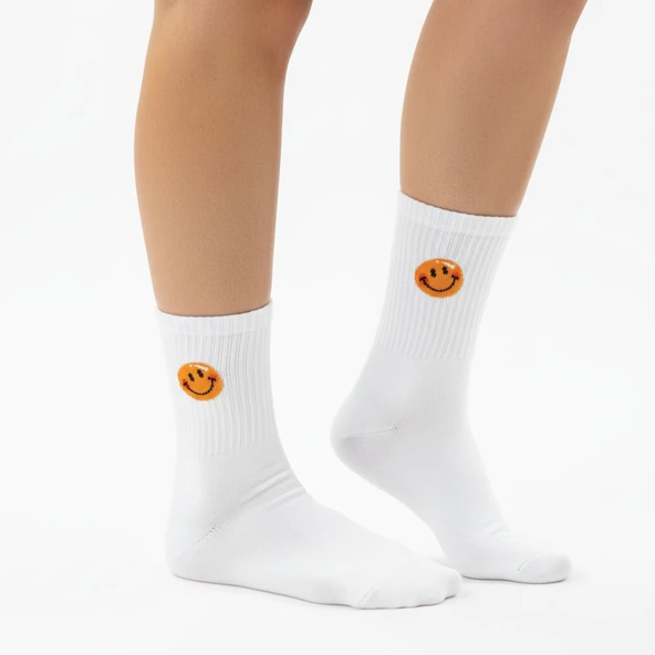 Gost Liria -5’li Beyaz Figürlü   Ribanalı Tenis Ünisex Çorap - Resim 3