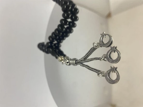 Tesbih TSBH0100BC 925 Ayar Gümüş Püsküllü Sade Basık Küre Kesim Usta El İşçilikli Erzurum Oltu Tesbih - Resim 3