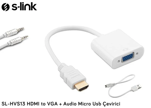 S-link SL-HVS13 HDMI to VGA + Audio Micro Usb Çevirici ürün görseli 1