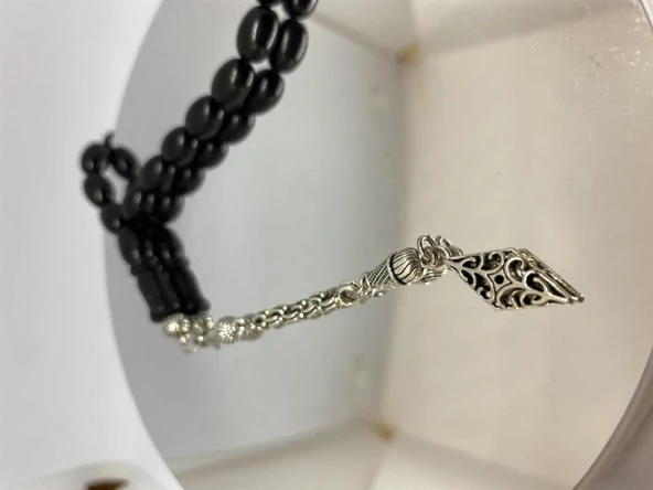 Tesbih TSBH0174HK Kararmaz Metal Püsküllü Sade Beyzi Kesim Tesbih - Resim 3