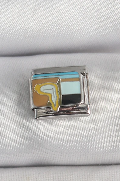 316L Çelik Gümüş Renk Renkli Portre Model Nomination Charm ürün görseli 1