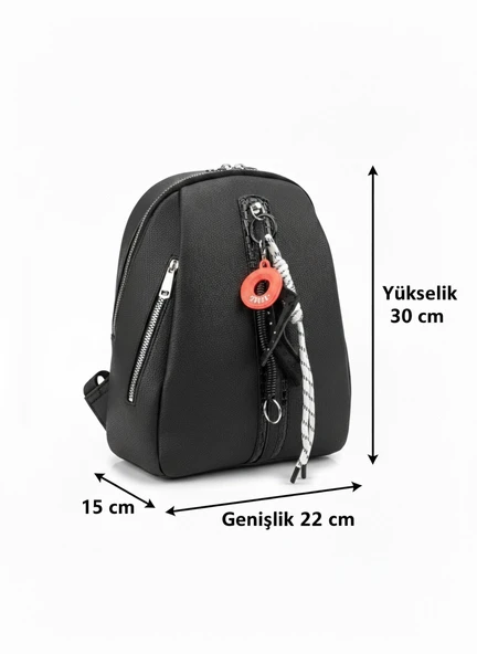 Kadın Sırt Çantası Şık Anahtar Detaylı, Modern Tasarım, Günlük Kullanıma Uygun 8683255014026 - Resim 6