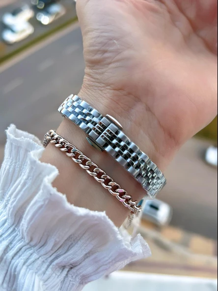 Ferrucci Küçük Vintage Kasa Çelik Kordon 2 Yıl Garantili 3 Atm Kadın Kol Saati+Bileklik FY.03630.1 - Resim 3