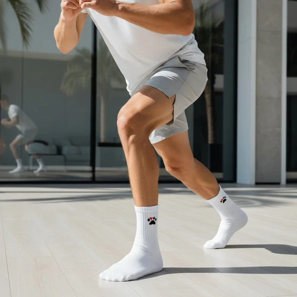 Gost Liria -5’li Beyaz Figürlü   Ribanalı Tenis Ünisex Çorap - Resim 6