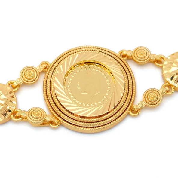 Altın Kaplama İmitasyon Desenli Çeyrek Altınlı Bileklik BLK-1197 - Resim 2