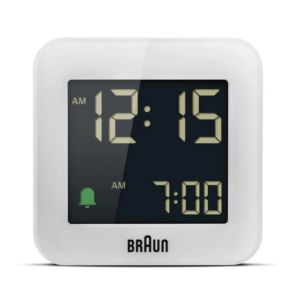 BRAUN BC08W BEYAZ KLASİK SEYAHAT DİJİTAL ALARMLI MASA SAATİ ürün görseli 1