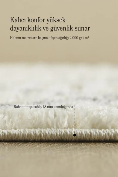 Yuvarlak Halı Yumuşak Bukle Tabanlı Modern Kabartmalı Izgara Desenli Krem Gri Renkli Halı - Resim 4