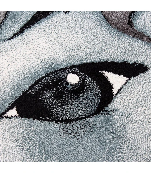 Sevimli Peri Atı Desenli Çocuk halısı Gri Mavi Renklerde - Resim 5