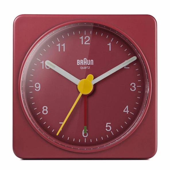 BRAUN BC02R KIRMIZI KLASİK SEYAHAT ANALOG ALARMLI MASA SAATİ - Resim 5