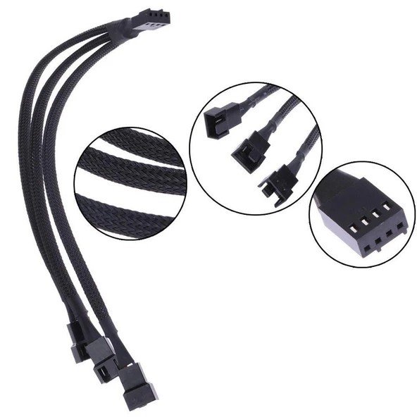 PrimeX PX-4303 4 Pin to 3x Fan Çoklayıcı Y PWM Çoklayıcı Splitter Kablosu - Resim 3