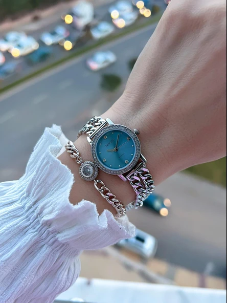 Ferrucci Küçük Vintage Kasa Çelik Kordon 2 Yıl Garantili 3 Atm Kadın Kol Saati+Bileklik FY.03615.3 - Resim 3