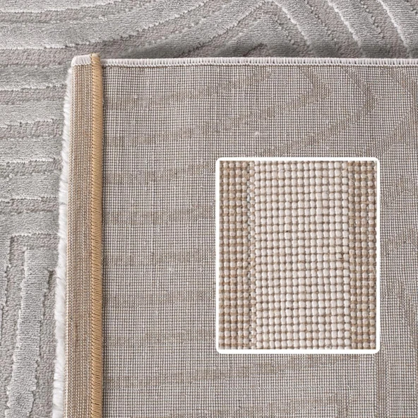 Kabartmalı Halı Dalga desenli İskandinav Bohem tarzı yumuşak Halı Gümüş Krem - Resim 4