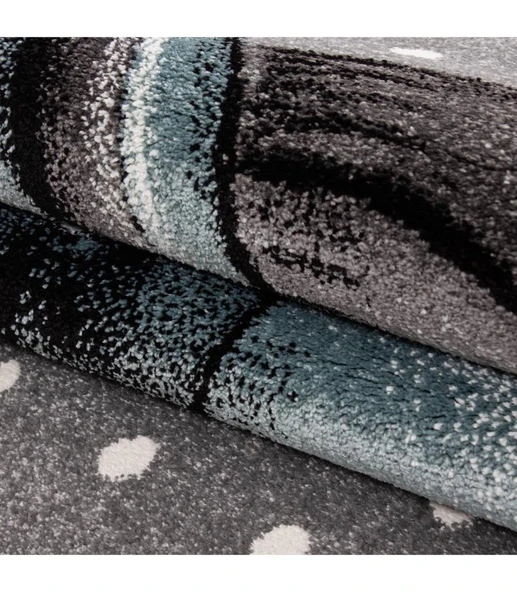 Sevimli Peri Atı Desenli Çocuk halısı Gri Mavi Renklerde - Resim 4