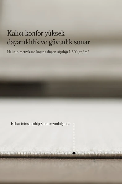 Modern Tasarımlı Salon  Mutfak  Koridor halısı  Düz Saçaklı Krem Renkli - Resim 5