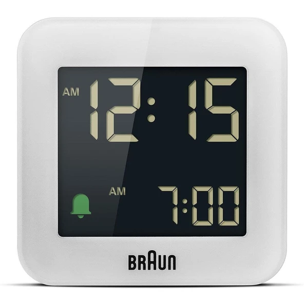 BRAUN BC08W BEYAZ KLASİK SEYAHAT DİJİTAL ALARMLI MASA SAATİ - Resim 2