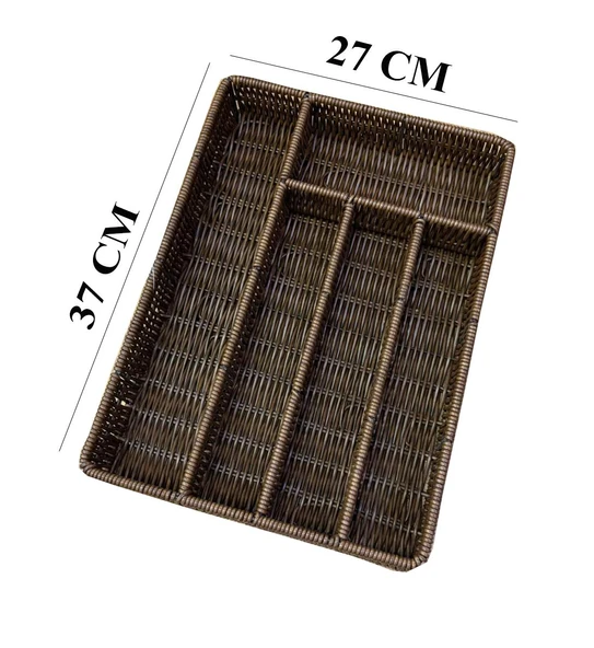 Rattan Örme Çekmece İçi Kaşıklık Organizer 5 Bölmeli - Resim 2