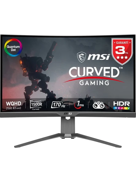 MSI MAG 275CQRF-QD 27" 1 ms 2K Curved 170 Hz Oyuncu Monitörü ürün görseli
