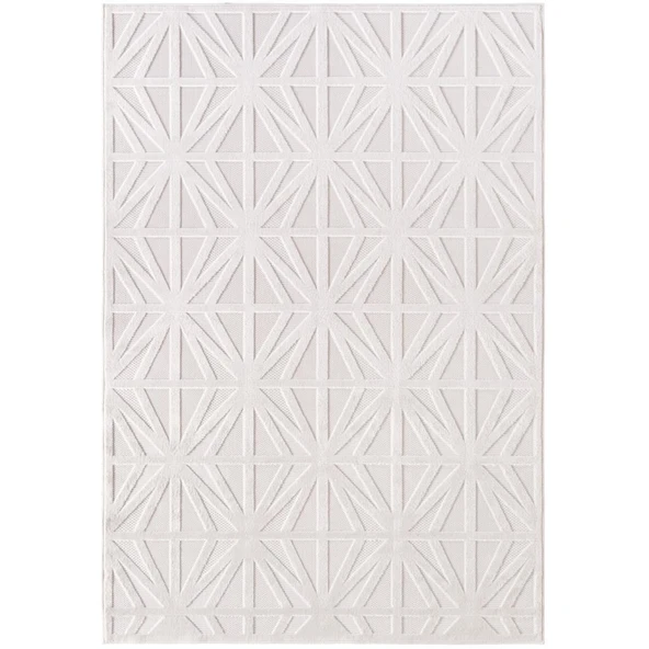 Modern Krem Renkli ZigZag Desenli Bohem Salon Mutfak Mekan Teras Balkon Oda ve Çocuk Halısı Oymalı Halı - Resim 6