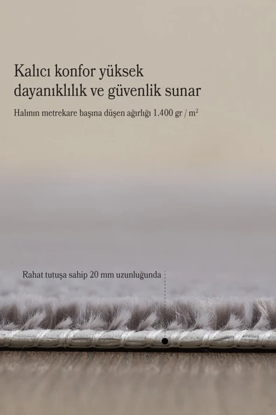 Modern Saçaklı Kaymaz Taban Tavşan Tüyü Kolay Temizlenebilir Yıkanabilir Salon Oturma Odası Yolluk Mutfak Halısı Açık Gri Renk - Resim 4