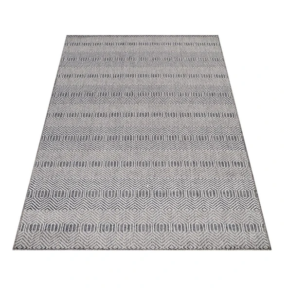 Bahçe Balkon Dış Mekan Teras Halısı Kilim desenli Gri Renkli Halı - Resim 4