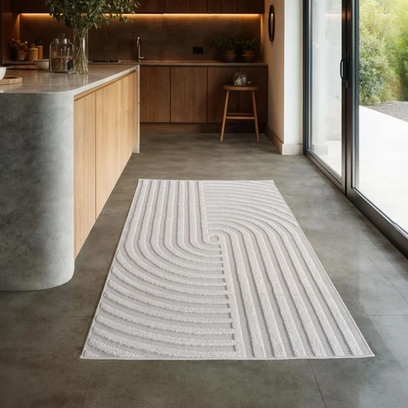 Modern Bohem Krem Salon Mutfak İç Dış Mekan Teras Balkon Oda Çocuk Halısı - Resim 3