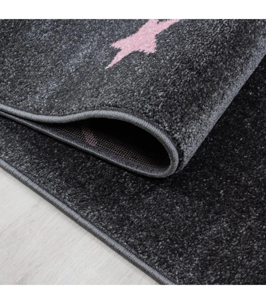 Sevimli Yıldız Star desenli Çocuk halısı Gri Pembe - Resim 3