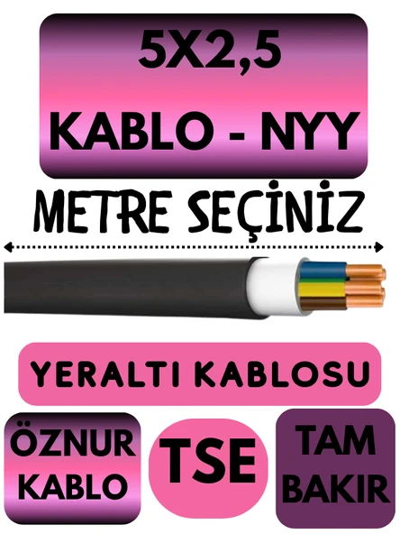Öznur 5X2,5 NYY (Yeraltı Kablosu) Metre Seçenekli ürün görseli