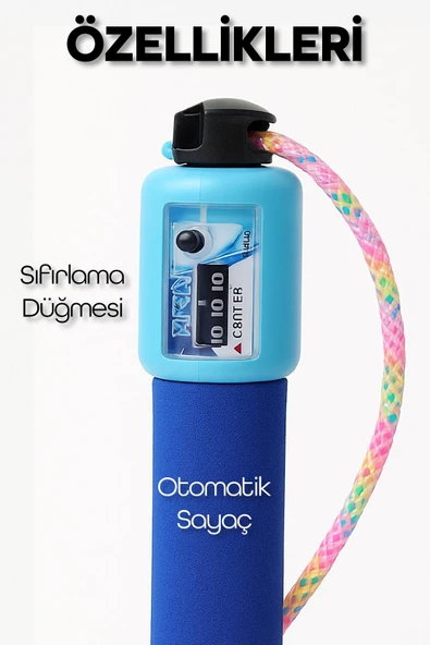 Sayaçlı Atlama İpi Uzunluk Ayarlanabilir Atlama Sekme İpi Jump Rope Şeffaf Simli İp K1567 - Resim 5