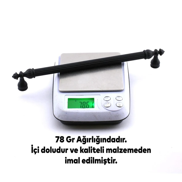 Mobilya Mutfak Dolabı Çekmece Dolap Kulpları Kapak Kulpu Kulbu Siyah (224 MM-22.4 CM) Metal Kulp - Resim 2