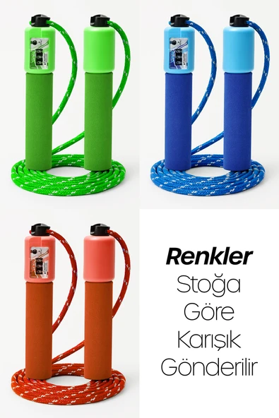 Sayaçlı Atlama İpi Uzunluk Ayarlanabilir Atlama Sekme İpi Jump Rope Örgü İpli K1543 - Resim 2