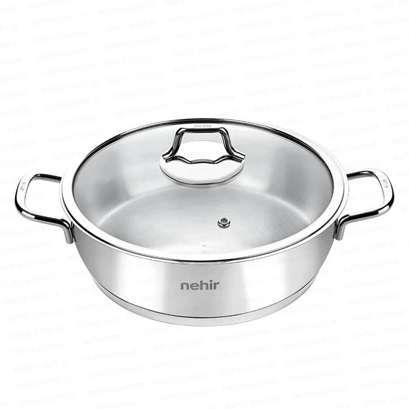 Nehir silver 24 cm sığ karnıyarık tencere - pilavlık tencere - Resim 3