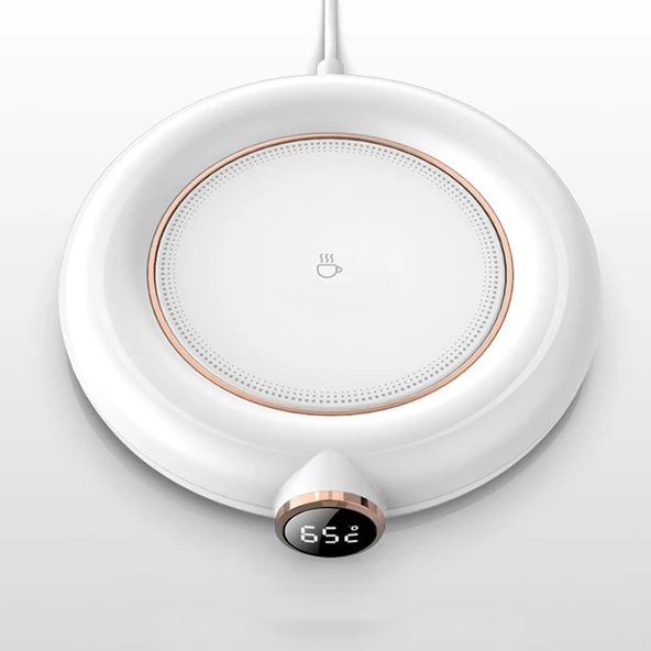 Generic Bardak Isıtıcı Mat 8 Saat Zamanlı Kapatma 10W Elektrikli Isıtma Fincan Mat Ev Masası Için USB Destekli (WHITE) - Resim 2