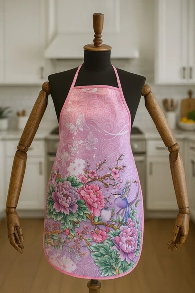 Dijital Baskılı Su Sıvı Geçirmez Leke Tutmaz Mutfak Önlüğü Violet Sparrow ürün görseli